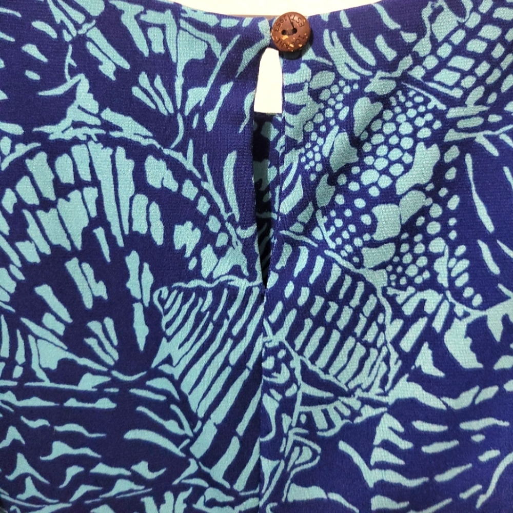 IOLANI Hawaii Blue Patterned Leaf Sleeveless Midi Dress XS - Picture 3 of 5